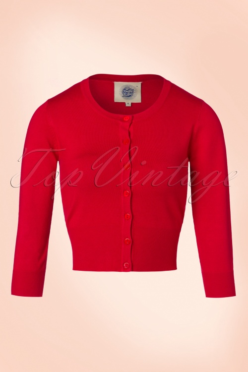 Pretty Retro - Pretty Crew Cardi Années 50 en Rouge Lipstick