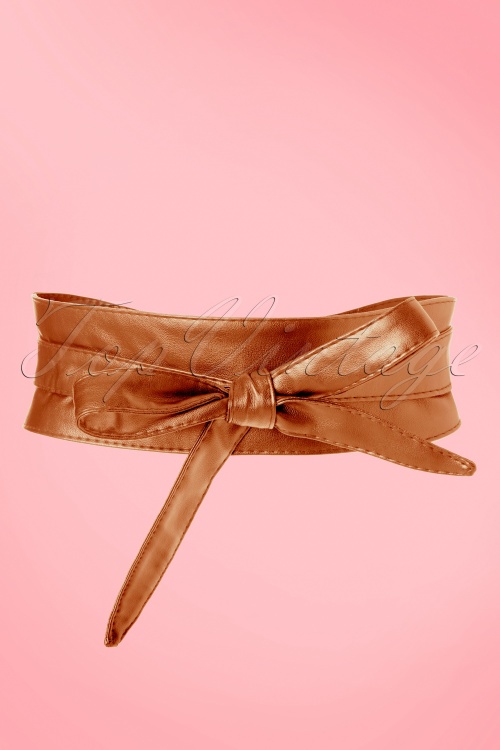 Collectif Clothing - Obi Wrap Belt Années 50 en Cognac