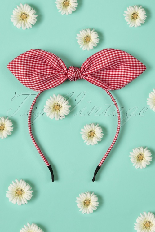 Banned Retro - 50s Riley Hair Band in Red and White 3