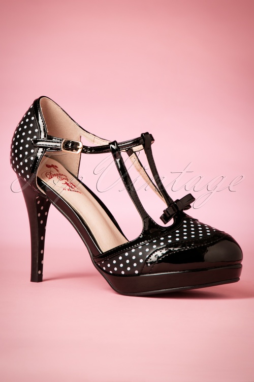 Banned Retro - One Note Samba Pumps in Polka Années 50 en Noir