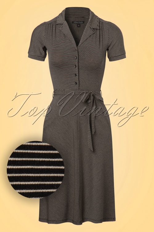 King Louie - 60s Bibi Striped Dress in Black and Beige 2