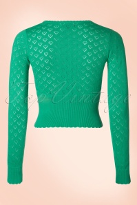 King Louie - 40s Heart Ajour Cardigan in Sparkle Green 3