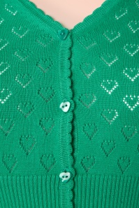 King Louie - 40s Heart Ajour Cardigan in Sparkle Green 4