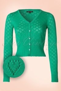 King Louie - 40s Heart Ajour Cardigan in Sparkle Green