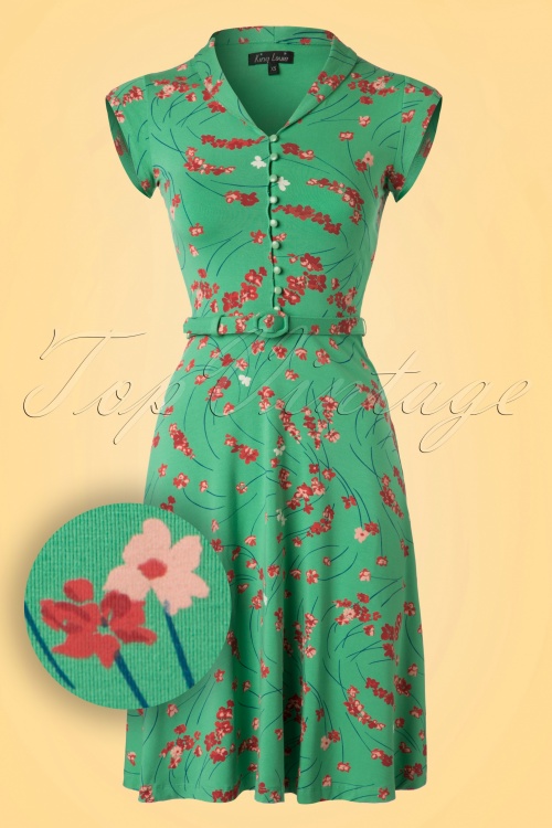 King Louie - 40s Emmy Fleurette Dress in Opal Green