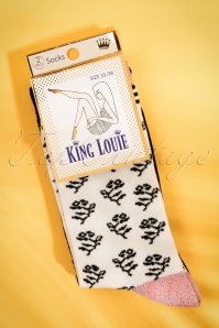 King Louie - Mingle Socks Années 60 en Noir et Crème 3
