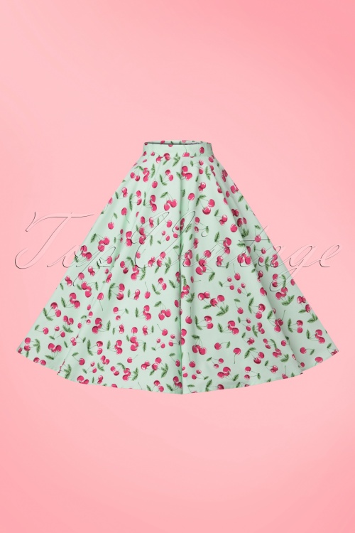 Bunny - 50s April Cherry Swing Skirt in Mint Green 3