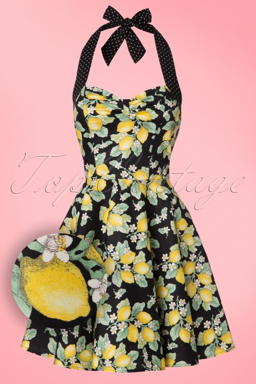 Bunny - Leandra Lemon Halfter-Swing-Kleid in Schwarz 2
