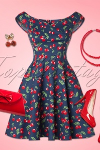 Bunny - 50s April Cherry Mini Dress in Midnight Blue 8