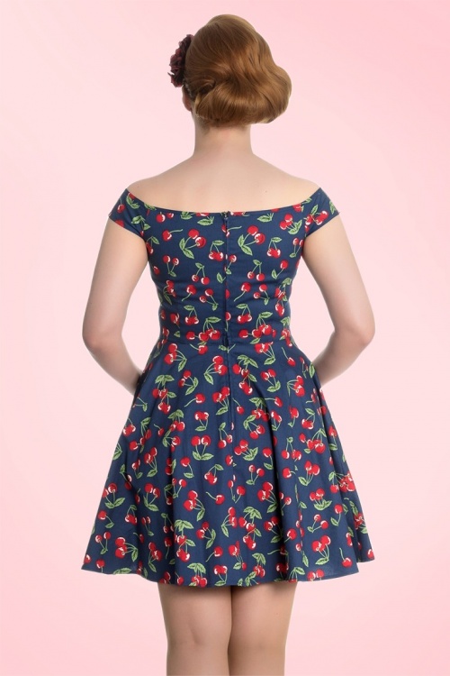 Bunny - April Cherry Mini Dress Années 50 en Bleu nuit 7