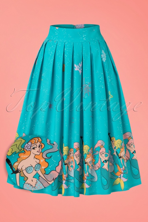 Banned Retro - 50s Sophia Mermaid Swing Skirt in Aqua 2