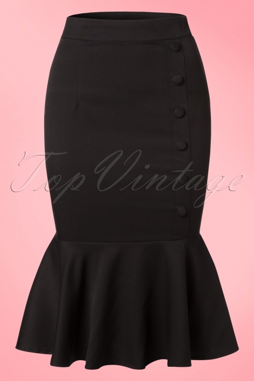 Banned Retro - 50s History Repeats Pencil Skirt in Black