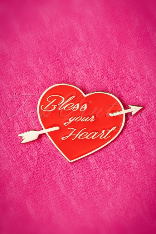 Vixen by Micheline Pitt - Exclusief TopVintage ~ Bless Your Heart Pin in rood
