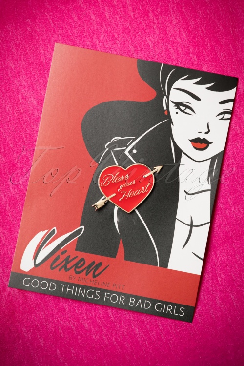 Vixen by Micheline Pitt - Exclusief TopVintage ~ Bless Your Heart Pin in rood 3