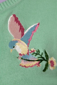 Collectif Clothing - Lucy Romantic Bird Cardigan in Antikgrün 3