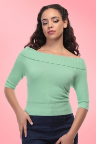 Collectif Clothing - 50s Bridgette Knitted Top in Antique Green 3