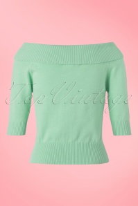Collectif Clothing - 50s Bridgette Knitted Top in Antique Green 5