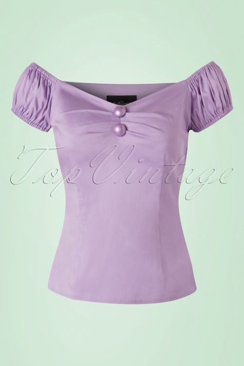 Collectif Clothing - 50s Dolores Top Carmen in Lilac 2
