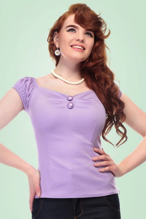 Collectif Clothing - 50s Dolores Top Carmen in Lilac 3