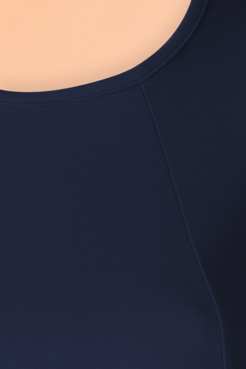 Collectif Clothing -  Haut Années 50 Alice Plain T-Shirt en Bleu Marine 3