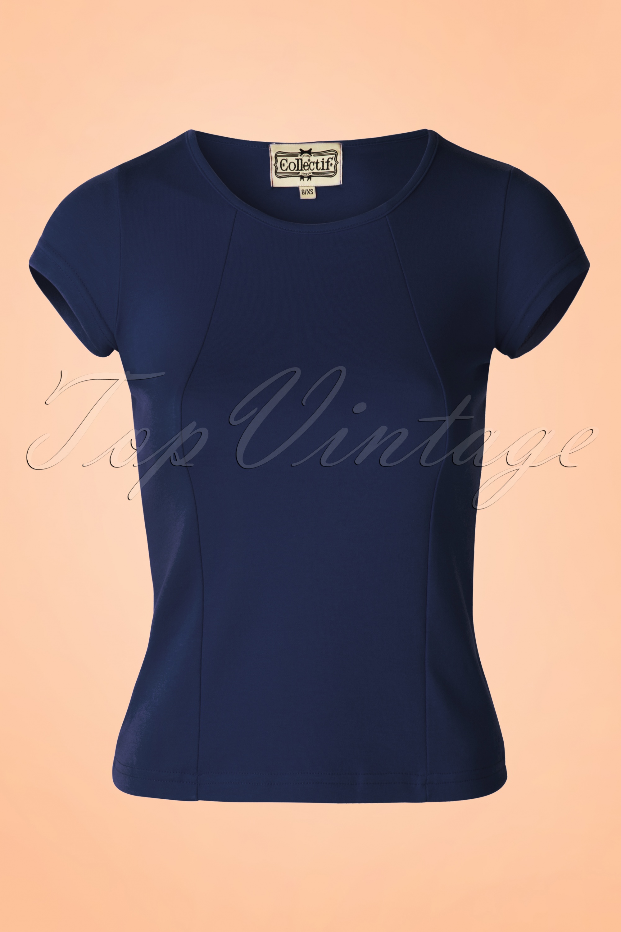 Collectif Clothing - Alice effen T-shirt in marineblauw