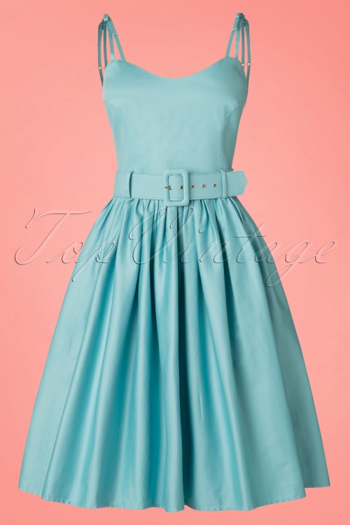 Collectif Clothing - 50s Jade Swing Dress in Light Blue 3