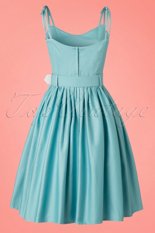 Collectif Clothing - Jade Swing Dress Années 50 en Bleu Clair 9