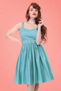 Collectif Clothing - Jade Swing Dress Années 50 en Bleu Clair 12