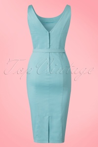 Collectif Clothing - 50s Ines Pencil Dress in Light Blue 3