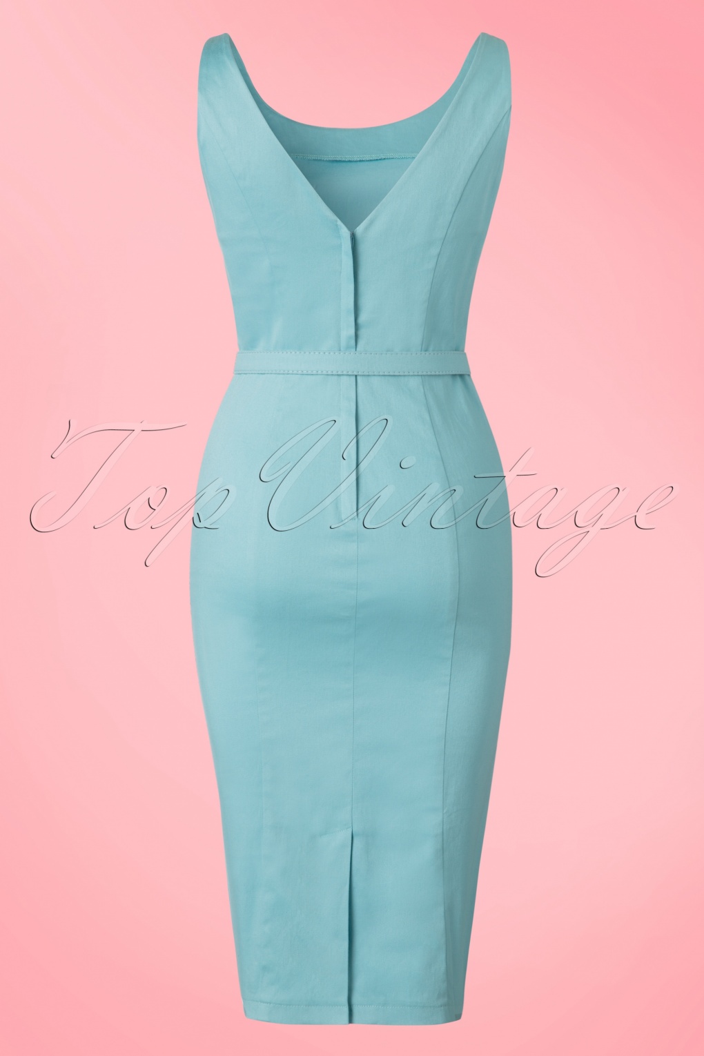 50s Ines Pencil Dress in Light Blue