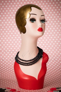 Collectif Clothing - Pretty Rose Pearl Necklace Années 50 en Noir 2