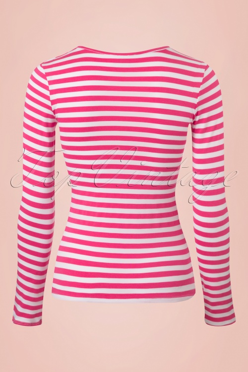 Vixen by Micheline Pitt - 50s Trouble Maker Top in Pink and White Stripes 4