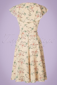 Collectif Clothing - 40s Tamara Swallow Swing Dress in Cream 5