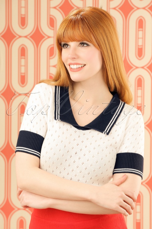 Mademoiselle YéYé - 60s Kate Top in Ivory