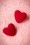 50s Velvet Heart Earrings in Red