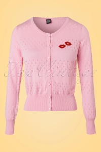 Mademoiselle YéYé - Lovelyn Lips Cardigan Années 60 en Rose 2