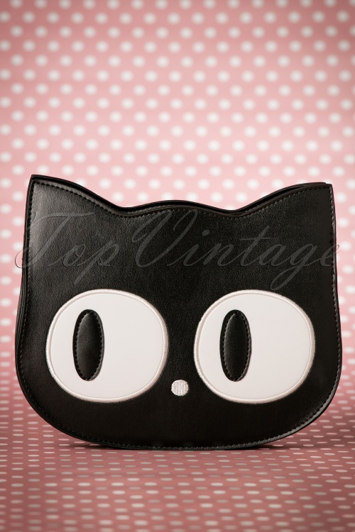 Banned Retro - Lizzy de Big Eyed Cat tas in zwart