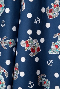 Bunny - Oceana Sailor Swing Dress Années 50 en Bleu Marine 8