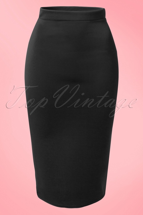 Vintage Chic for Topvintage - 50s Bella Scuba Midi Skirt in Black 2