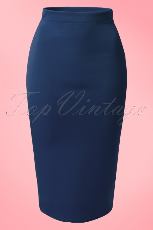 Vintage Chic for Topvintage - 50s Bella Scuba Midi Skirt in Navy 2