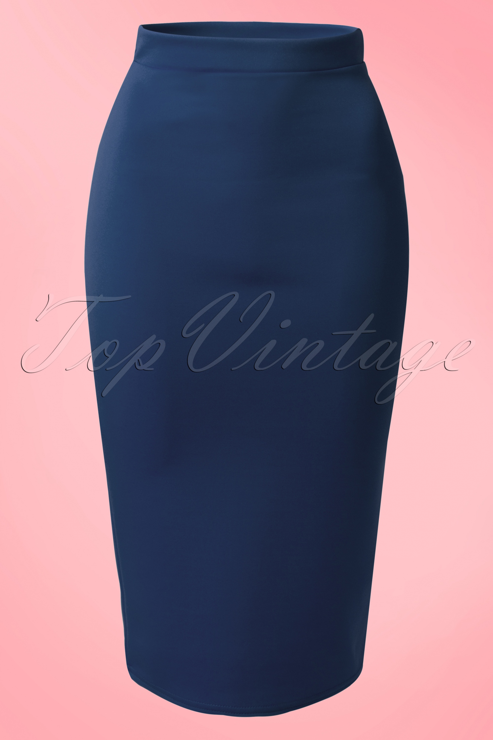 Vintage Chic for Topvintage - Bella Scuba midi-rok in marineblauw 2