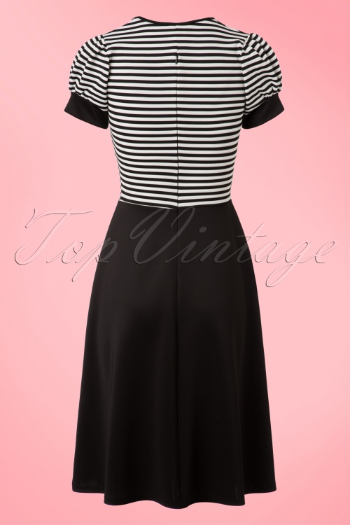 Vintage Chic for Topvintage - Robin Swing Dress Années 50 en rayures Noirs et Blancs 3
