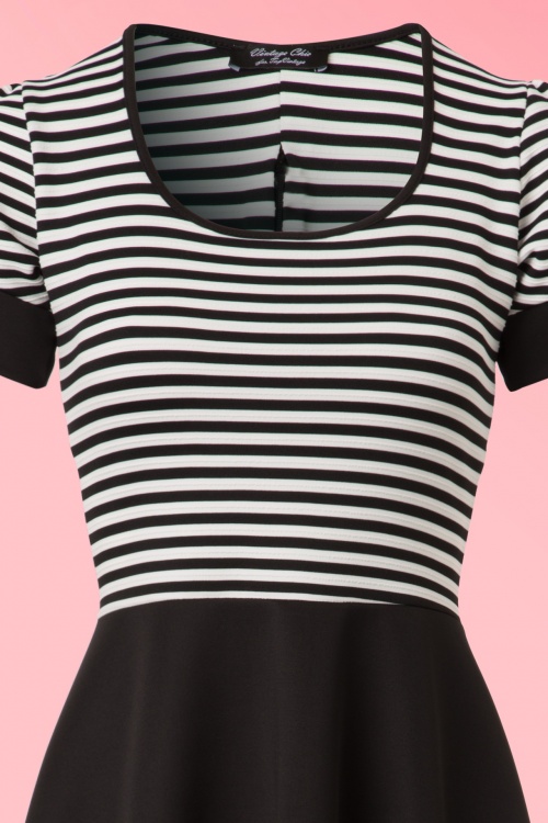 Vintage Chic for Topvintage - Robin Swing-Kleid mit schwarzen und weißen Streifen 4