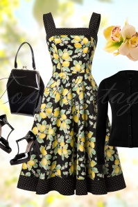 Bunny - 50s Leandra Lemon Swing Dress in Black 11