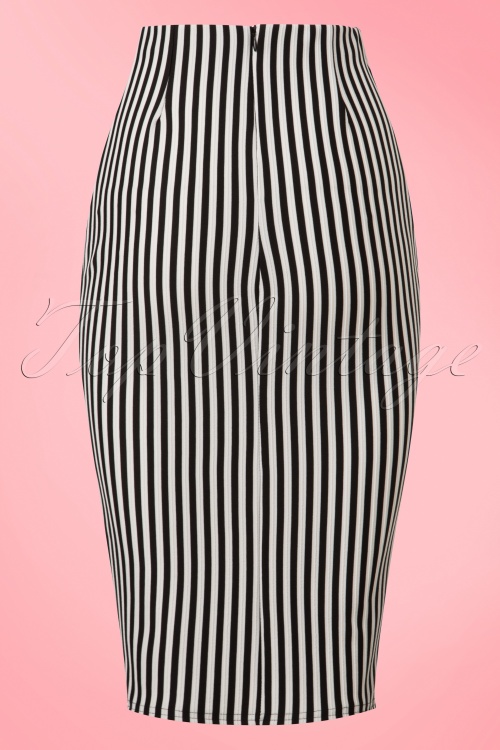 Vintage Chic for Topvintage - 50s Robin Stripes Pencil Skirt in Black and White 3