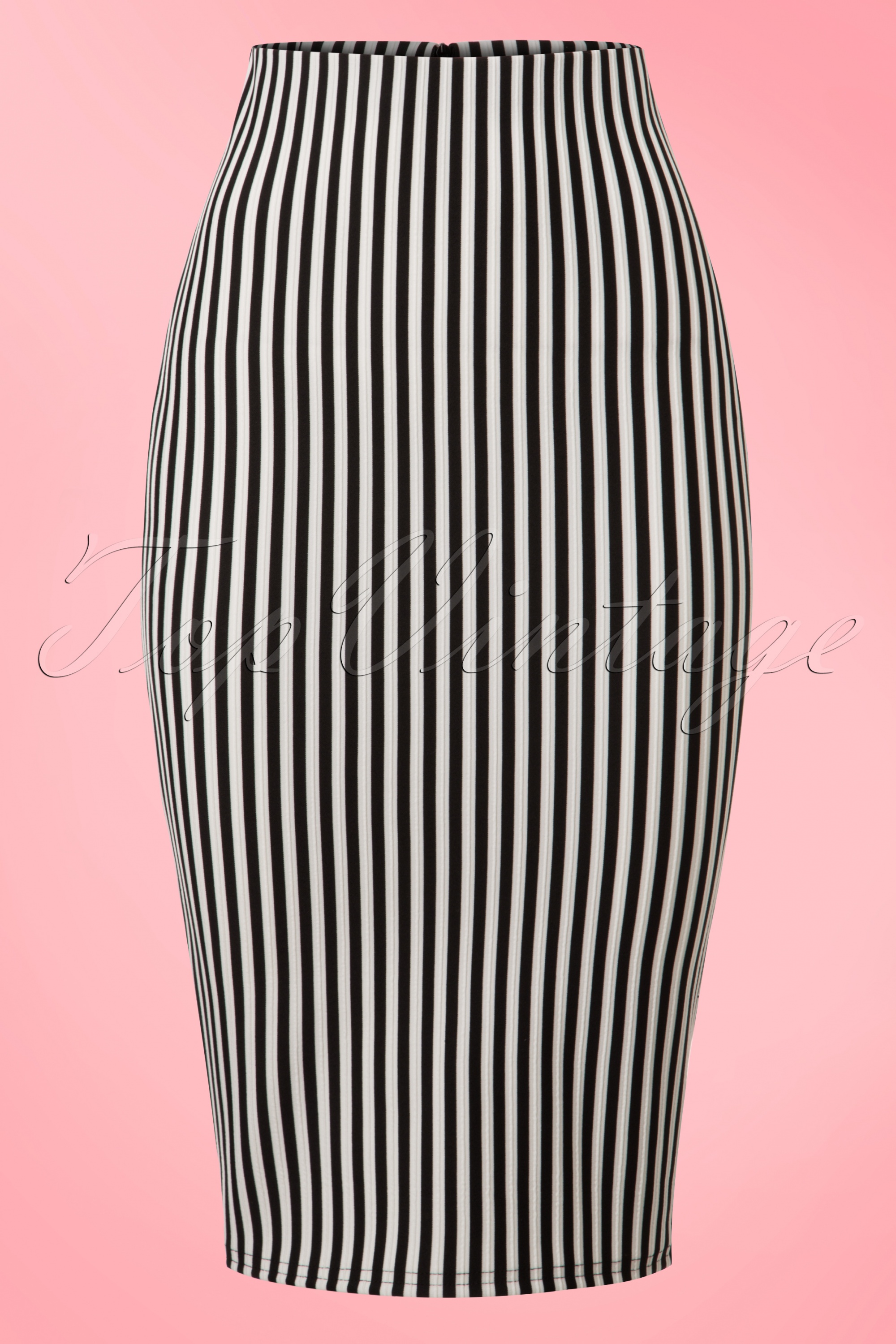 Vintage Chic for Topvintage - Robin Stripes pencilrok in zwart en wit 2