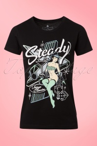 Steady Clothing - Atomic Steady T-Shirt Années 50 en Noir