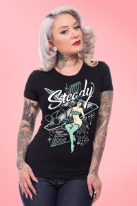 Steady Clothing - Atomic Steady T-Shirt Années 50 en Noir 2