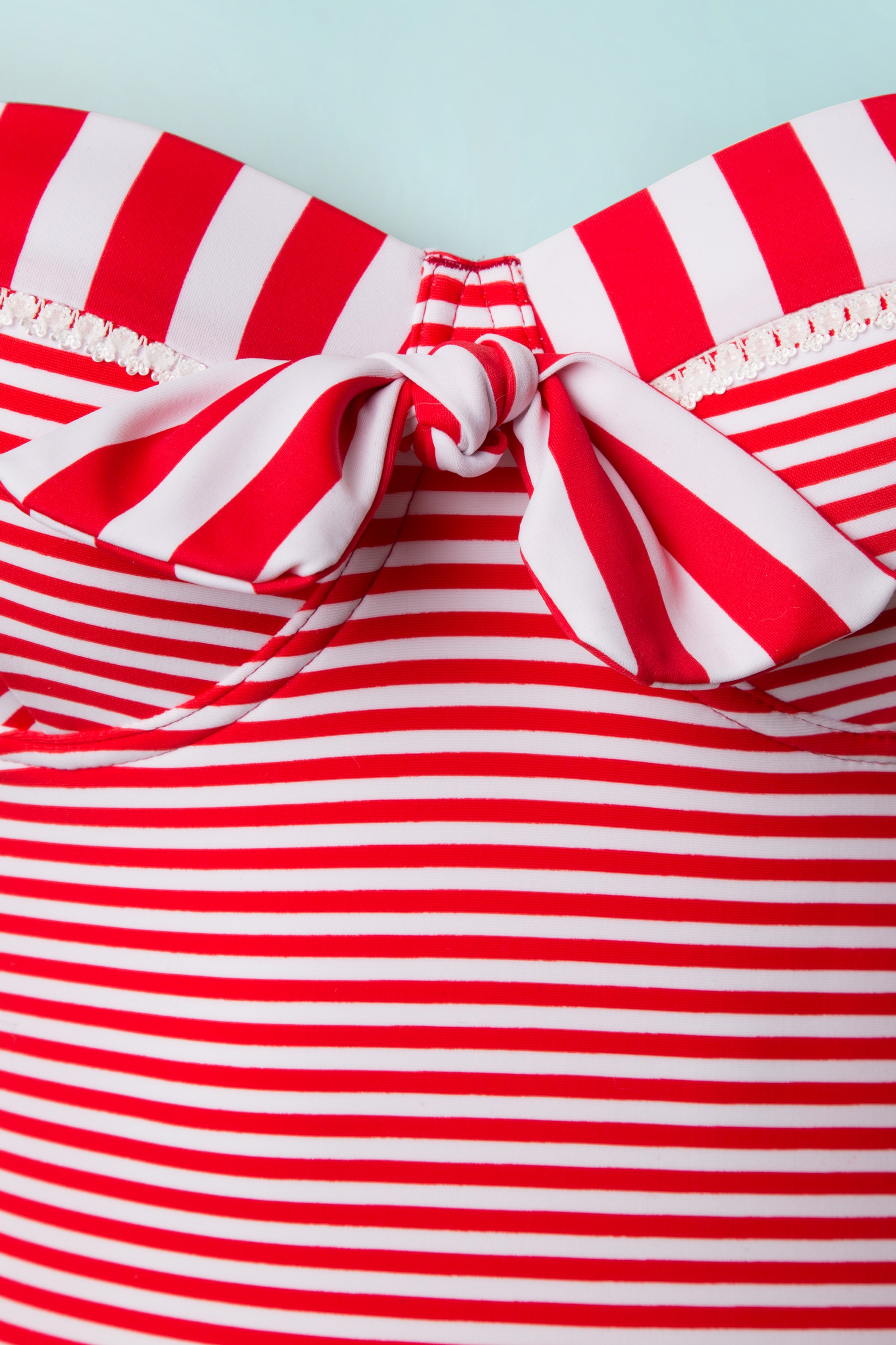 Belsira - Nancy Stripes halterbadpak in rood en wit 5