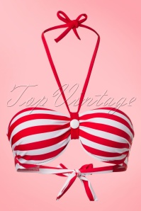 Belsira - Joana Stripes Halter Bikini Années 50 en Rouge Blanc et Bleu Marine 4
